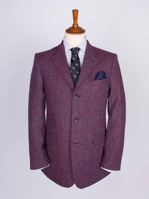 Men's Burdock Purple Harris Tweed 3 Button Jacket