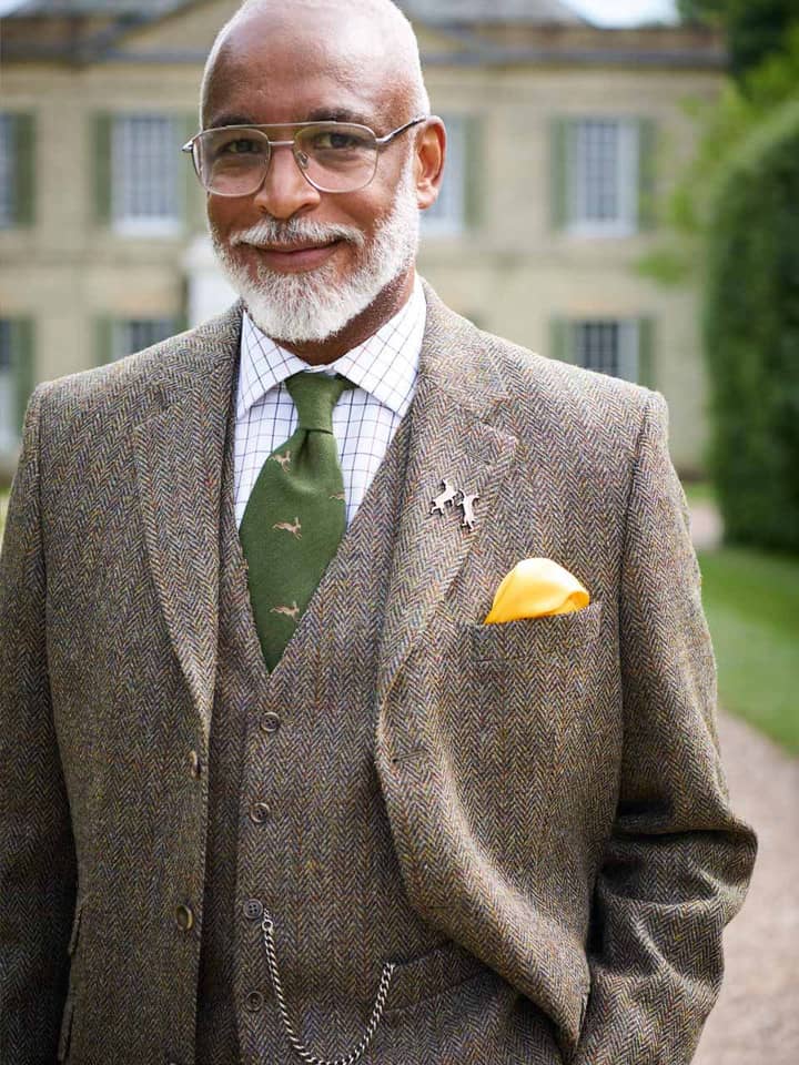 Image of Bracken Brown Harris Tweed® Suit Jacket On Model