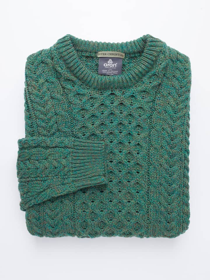 Green Traditional Irish Aran Jumper