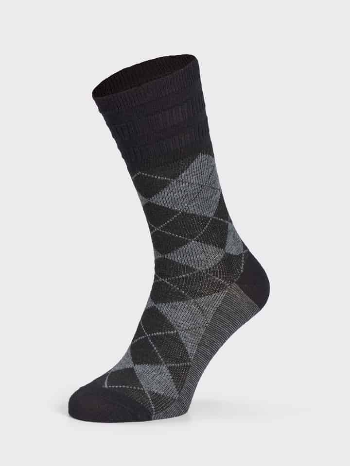 Black HJ Softop® Argyle Wool Rich Socks