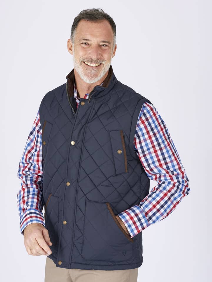 Men's Navy Vedoneire Quilted Gilet On Model