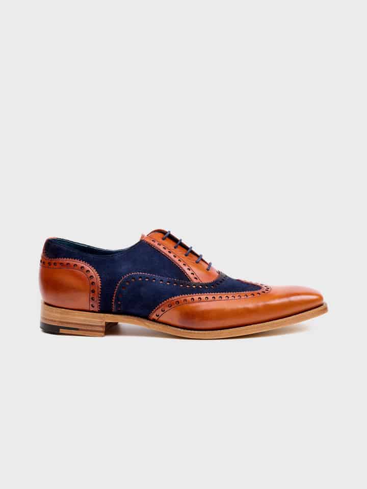 Barker Tan & Blue Spencer Shoe Side